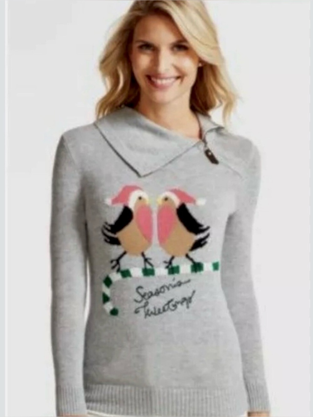 Talbots “Seasons Tweetings” Christmas Lambswool Blend Sweater Size MP